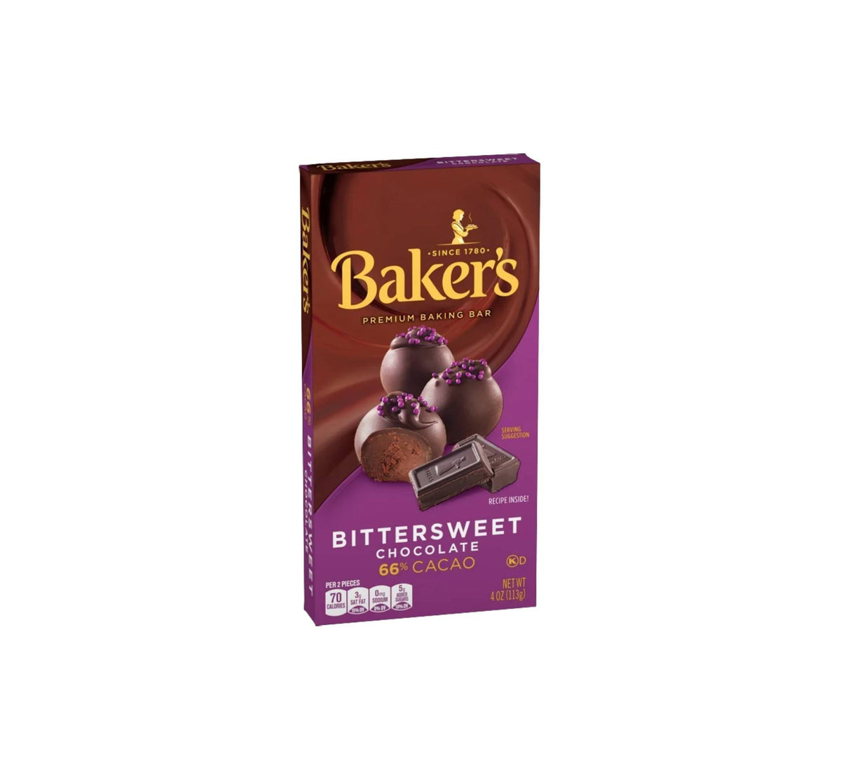 Baker's Bittersweet Chocolate Premium Baking Bar with 66 Cacao 113g