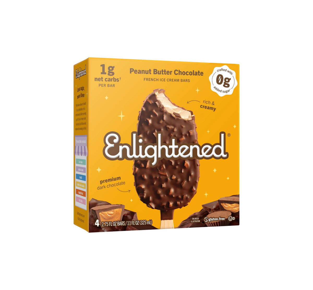 Enlightened Peanut Butter Chocolate Chip Ice Cream Bars - 4 Pack 325ml ...