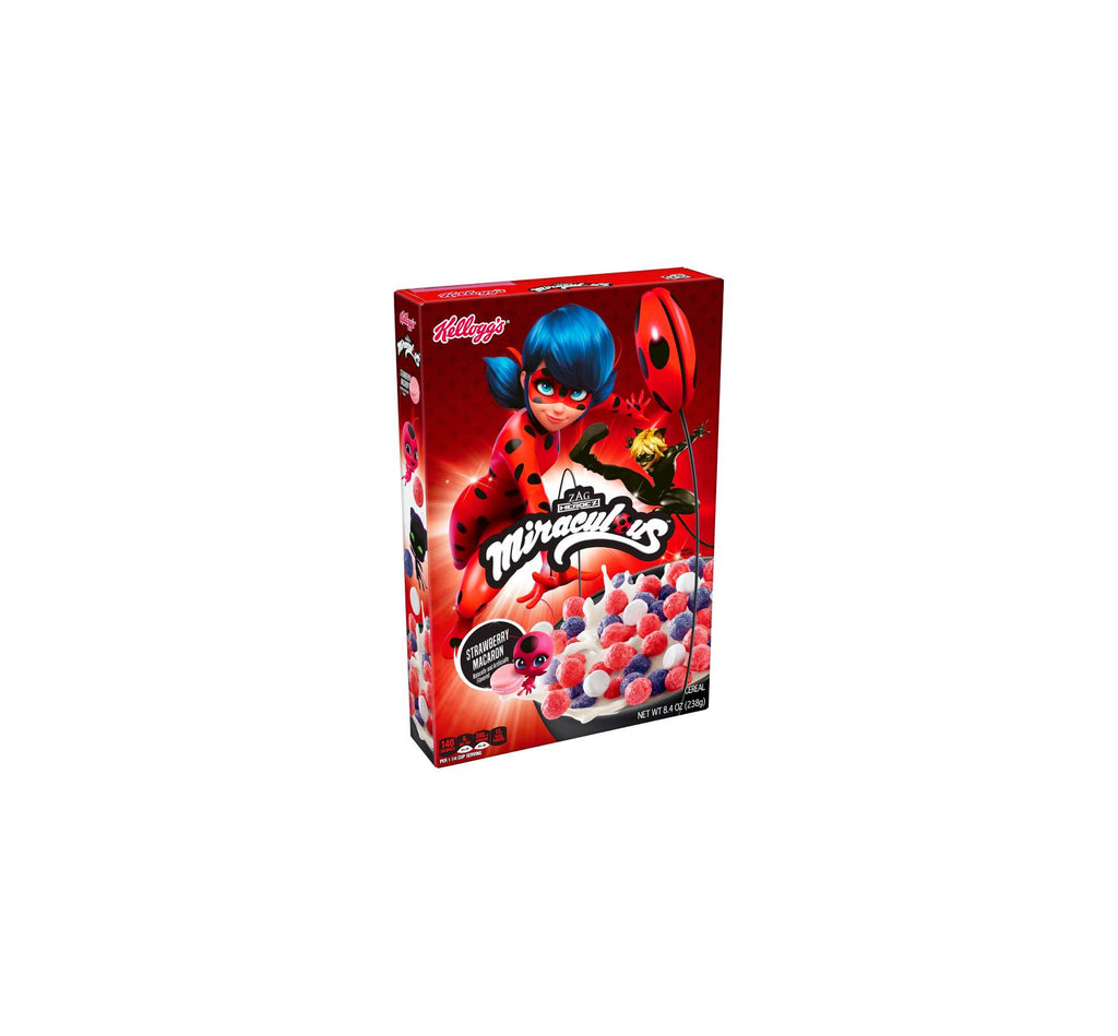 Kellogg's Miraculous Tales of Ladybug and Cat Noir Strawberry Macaron Cold  Breakfast Cereal, 13.5 oz