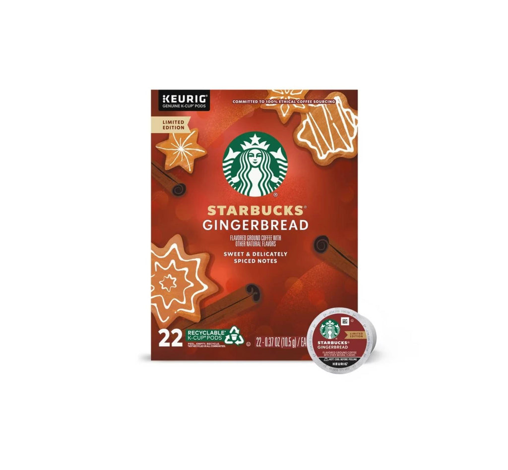 Starbucks Limited Edition K-Cup Pods Ground Gingerbread Coffee 10 - 0.37 oz  ea