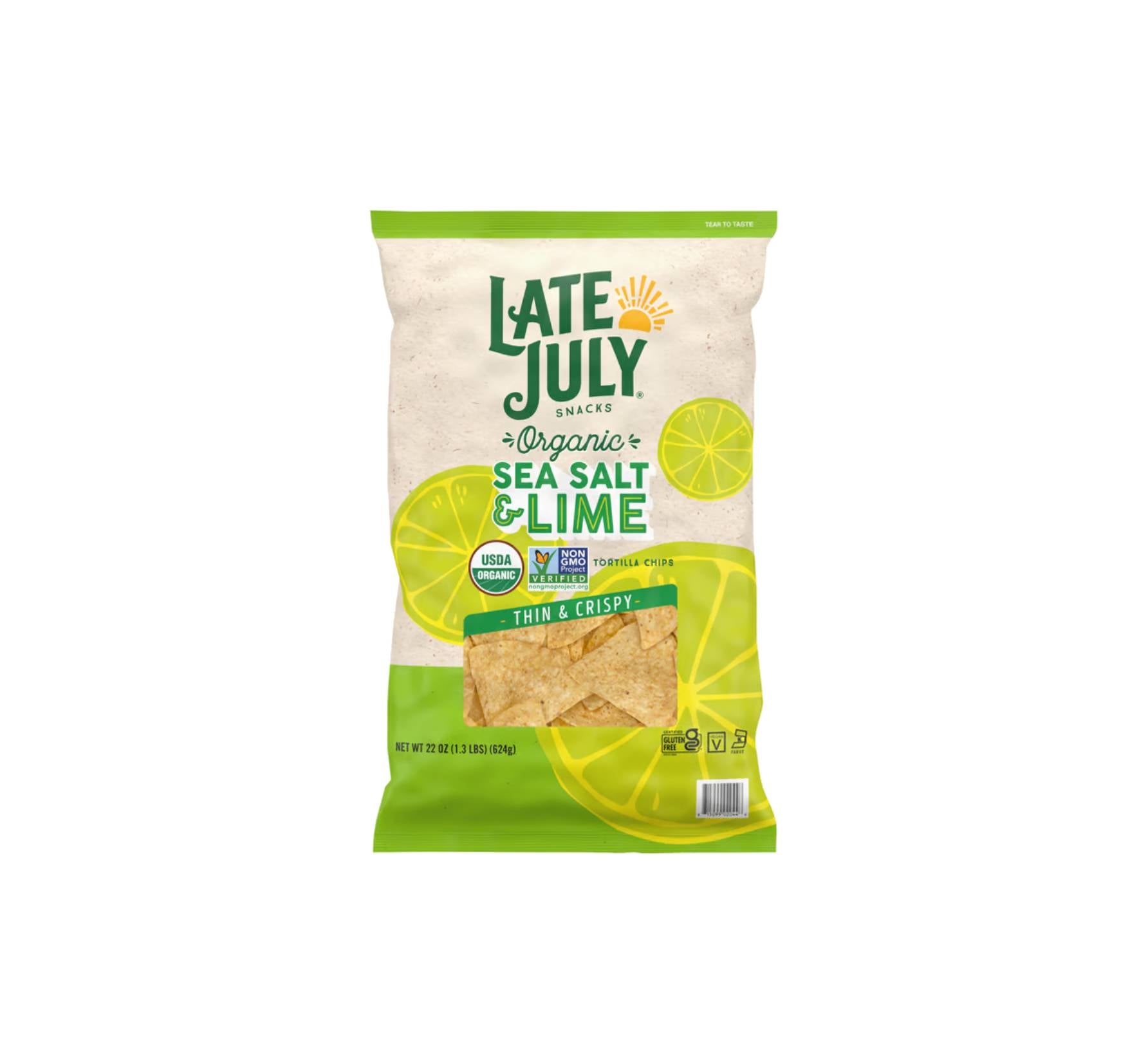 Late July Snacks Organic Thin & Crispy Sea Salt & Lime Tortilla Chips ...