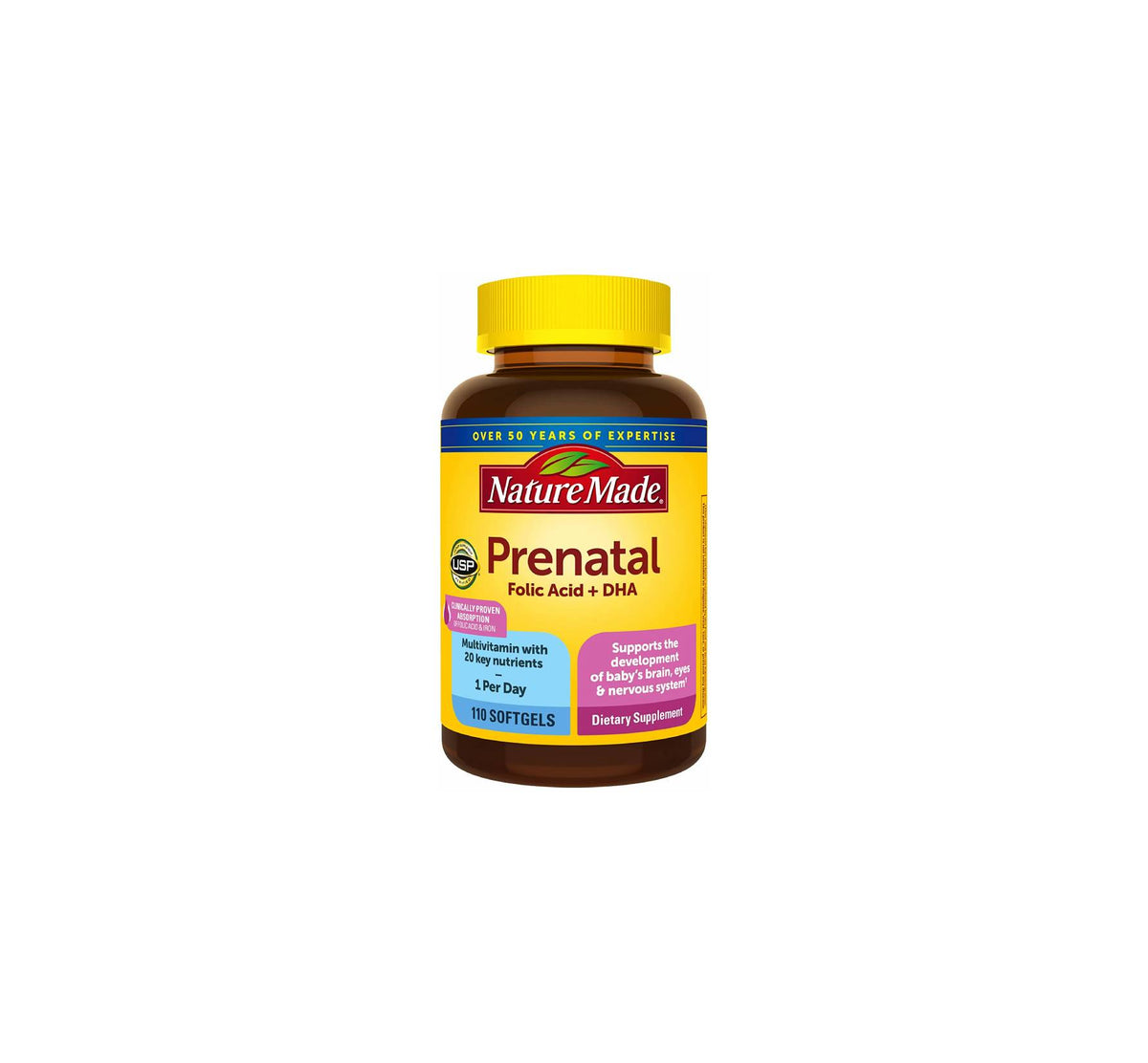 Nature Made Prenatal Multivitamin Folic Acid + DHA Softgels x100 La
