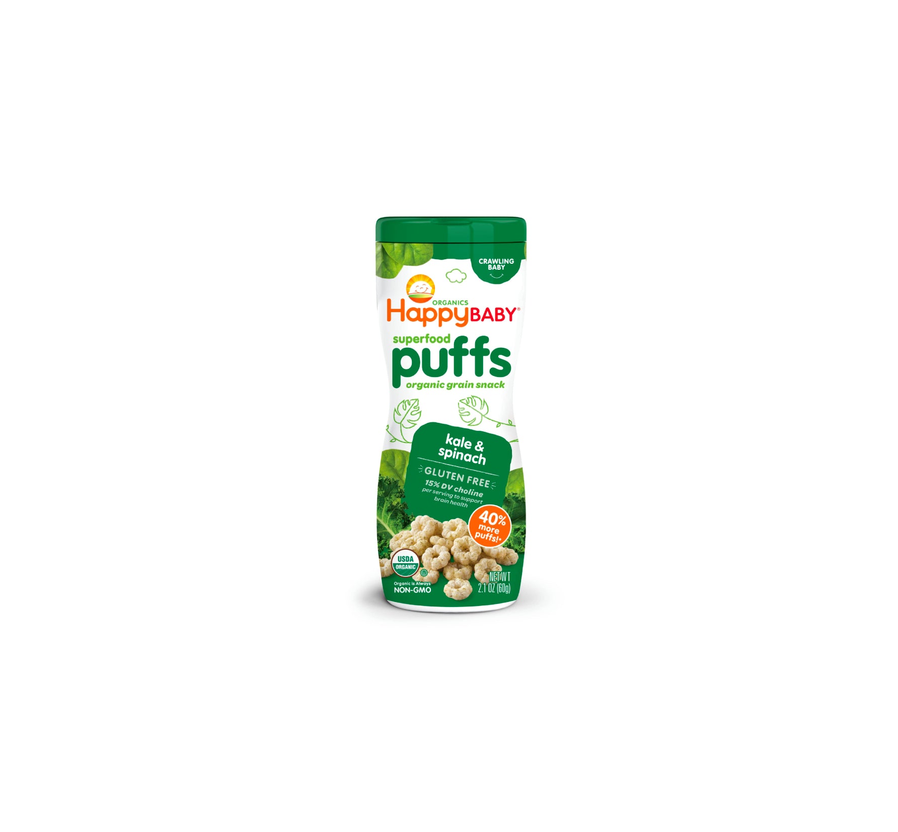 Happy Baby Organics Superfood Puffs Kale Spinach Gluten-Free 60g